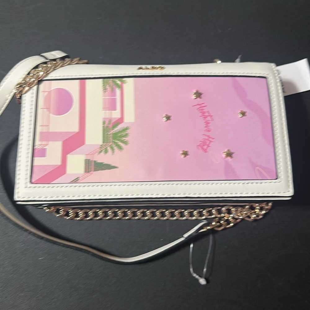 ALDO Pink and Cream Crossbody Bag with Gold Chain